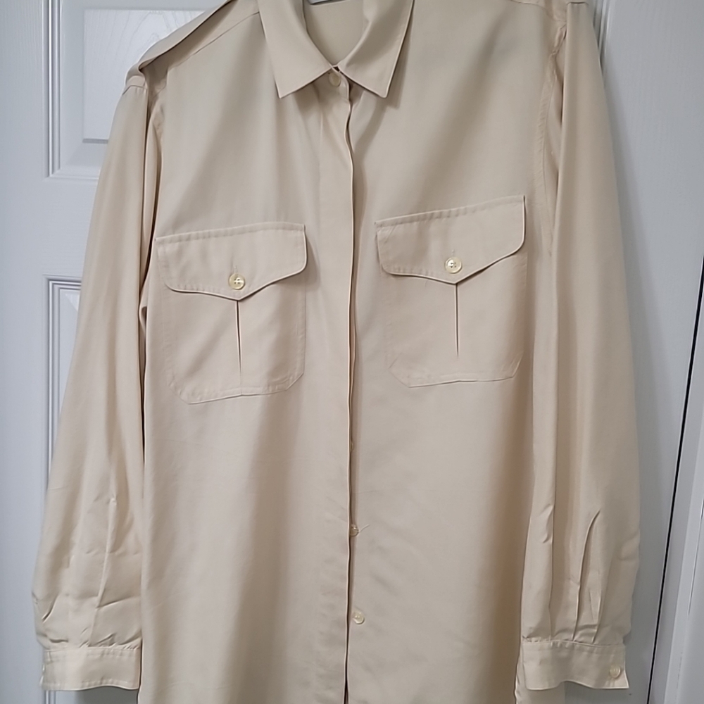 Diane Gilman ivory silk long sleeve Blouse
